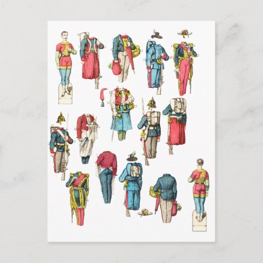 Miniatuur Soldier Militaire mannen Papier Pop Uitg Briefkaart (Voorkant)