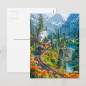 Miniatuur stoomtrein in alpenbos feestdagenkaart (Voorkant / Achterkant)