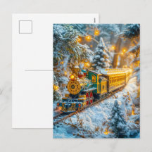 Miniatuur stoomtrein op besneeuwd bergspoor