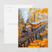 Miniatuur stoomtrein op bosschraagbrug feestdagenkaart (Voorkant / Achterkant)