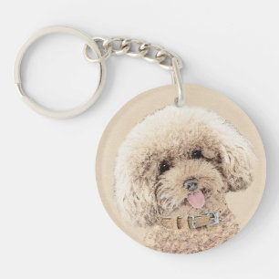 Miniatuur Toy Poodle Abrikoos Crème Bruine Hond Ku Sleutelhanger