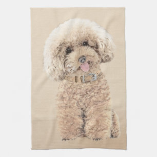 Miniatuur Toy Poodle Abrikoos Crème Bruine Hond Ku Theedoek