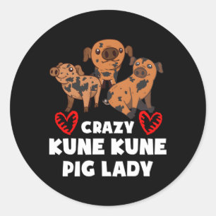 Miniatuur Varken Kune Kune Varkenseigenaar Kunekun Ronde Sticker