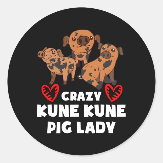 Miniatuur Varken Kune Kune Varkenseigenaar Kunekun Ronde Sticker (Voorkant)