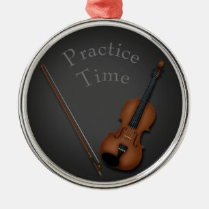 Miniatuur Violin & Bow Inside Persoonlijk Metalen Ornament