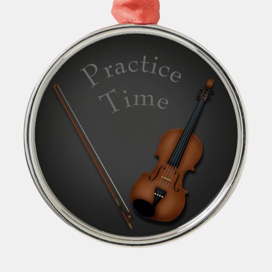 Miniatuur Violin & Bow Inside Persoonlijk Metalen Ornament (Voorkant)