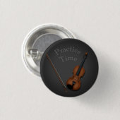 Miniatuur Violin & Bow Inside Persoonlijk Ronde Button 3,2 Cm (Voorkant /achterkant)