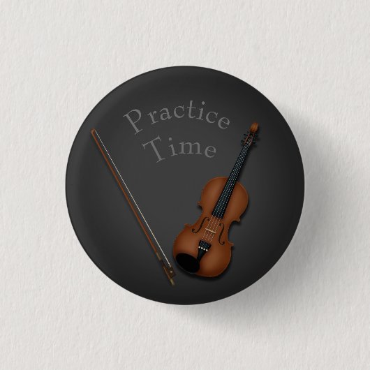 Miniatuur Violin & Bow Inside Persoonlijk Ronde Button 3,2 Cm (Voorkant)