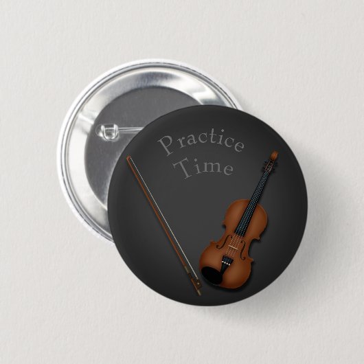 Miniatuur Violin & Bow Inside Persoonlijk Ronde Button 5,7 Cm (Voorkant /achterkant)
