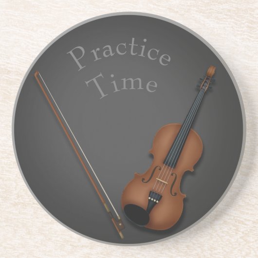 Miniatuur Violin & Bow Inside Persoonlijk Zandsteen Onderzetter (Voorkant)