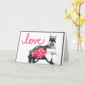 Miniatuur Wenskaart Schnauzer Kaart (Gele Bloem)