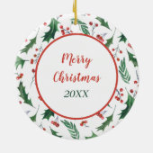 Miniatuur White Podle Holly Border Keramisch Ornament (Achterkant)