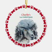 Miniatuur Wieg, speciaal gepersonaliseerde Waterve Keramisch Ornament (Voorkant)