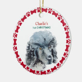 Miniatuur Wieg, speciaal gepersonaliseerde Waterve Keramisch Ornament (Links)