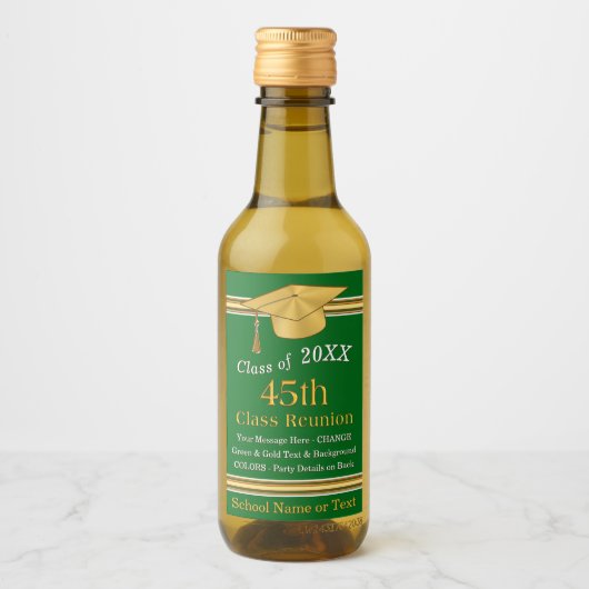 Miniatuur Wijnfles Etiketten, Groen en Goud Wijn Etiket (Voorkant)