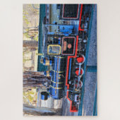 Miniatuur zwart stoomtreinmotor legpuzzel (Verticaal)