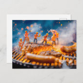 miniatuurarbeiders die worsten en karbonades grill feestdagenkaart (Voorkant / Achterkant)
