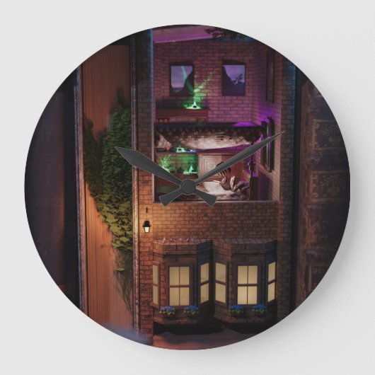 Miniatuurboek nook diorama - boven lezen grote klok (Voorkant)