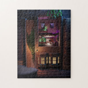 Miniatuurboek nook diorama - boven lezen legpuzzel