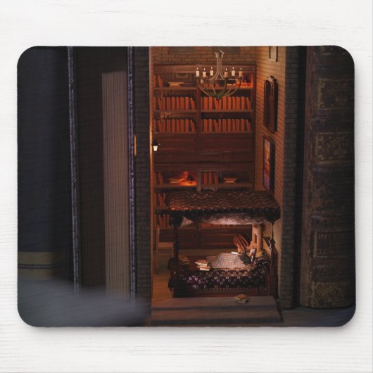 Miniatuurboek nook diorama - lezen in bed muismat (Voorkant)