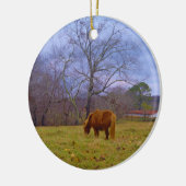 Miniatuurbruine paardenroesthemel keramisch ornament (Links)