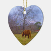 Miniatuurbruine paardenroesthemel keramisch ornament (Links)