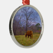 Miniatuurbruine paardenroesthemel metalen ornament (Rechts)