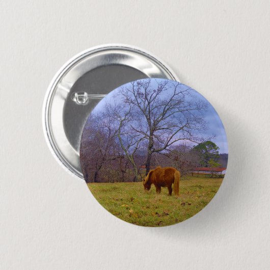 Miniatuurbruine paardenroesthemel ronde button 5,7 cm (Voorkant /achterkant)