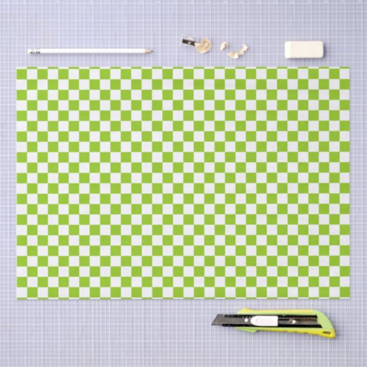 Miniatuurcontrolepatroon in Lime Green en White Tissuepapier (Craft)