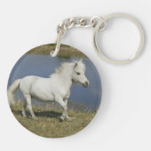 Miniatuurpaarden die in de buurt van water lopen sleutelhanger (Achterkant)