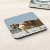 Miniatuurpaarden in de sneeuw bier onderzetter (Linkerzijde)