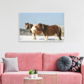 Miniatuurpaarden in de sneeuw canvas afdruk (Insitu (Woonkamer))