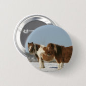 Miniatuurpaarden in de sneeuw ronde button 5,7 cm (Voorkant /achterkant)
