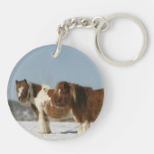 Miniatuurpaarden in de sneeuw sleutelhanger (Achterkant)