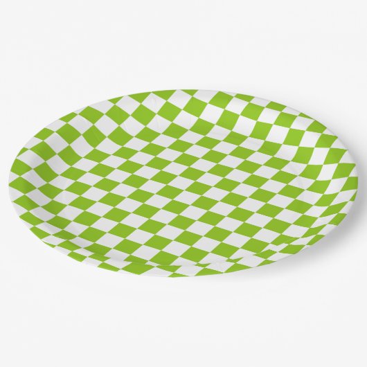 Miniatuurpatroon gecontroleerd in Lime Green en Wh Papieren Bordje (Gekanteld)