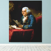 Miniatuurportret, Benjamin Franklin Founding Fathe Canvas Afdruk (Insitu (Houten vloer))