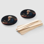 Miniatuurportret, Benjamin Franklin Founding Fathe Handwaaier (Niet-gemonteerd)