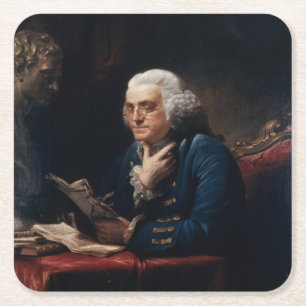 Miniatuurportret, Benjamin Franklin Founding Fathe Kartonnen Onderzetters