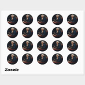 Miniatuurportret, Benjamin Franklin Founding Fathe Ronde Sticker (Vel)