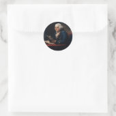 Miniatuurportret, Benjamin Franklin Founding Fathe Ronde Sticker (Tas)