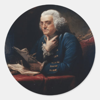 Miniatuurportret, Benjamin Franklin Founding Fathe Ronde Sticker