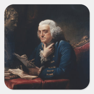 Miniatuurportret, Benjamin Franklin Founding Fathe Vierkante Sticker