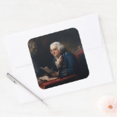 Miniatuurportret, Benjamin Franklin Founding Fathe Vierkante Sticker (Envelop)