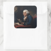 Miniatuurportret, Benjamin Franklin Founding Fathe Vierkante Sticker (Tas)