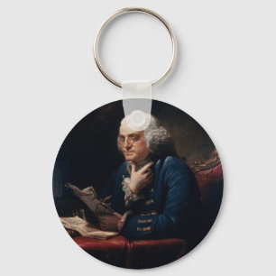 Miniatuurportret van Benjamin Franklin in het Witt Sleutelhanger