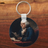 Miniatuurportret van Benjamin Franklin in het Witt Sleutelhanger (Voorkant)