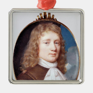 Miniatuurportret van een onbekend Man, 1659 Metalen Ornament