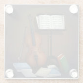 Miniatuurscène voor Cello & Music-standaard Glazen Onderzetter (Achterkant)