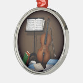 Miniatuurscène voor Cello & Music-standaard Metalen Ornament (Links)