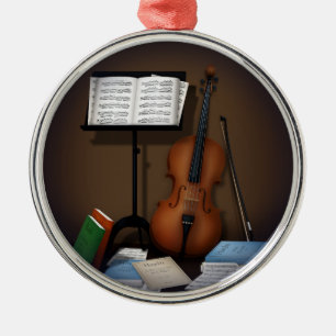 Miniatuurscène voor Cello & Music-standaard Metalen Ornament